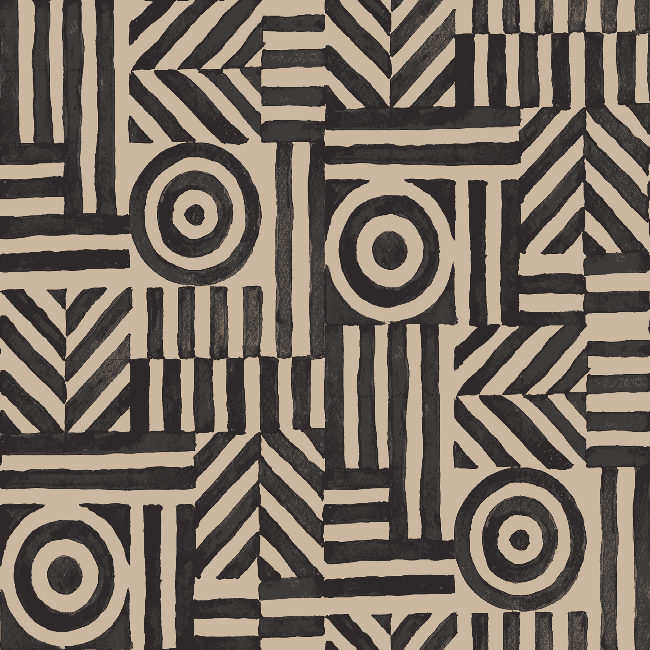 Circles and Lines II black/beige