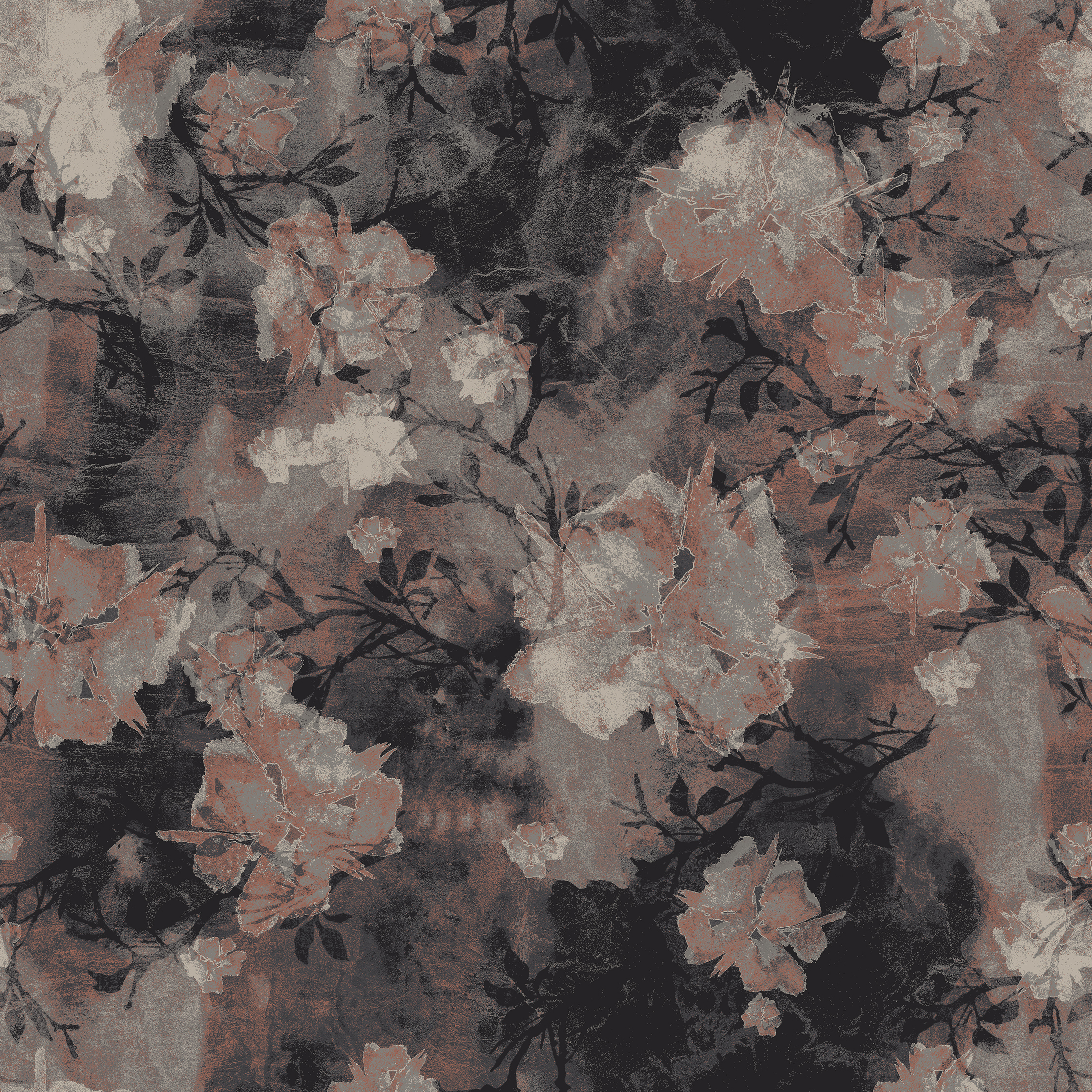 asian flower  grey